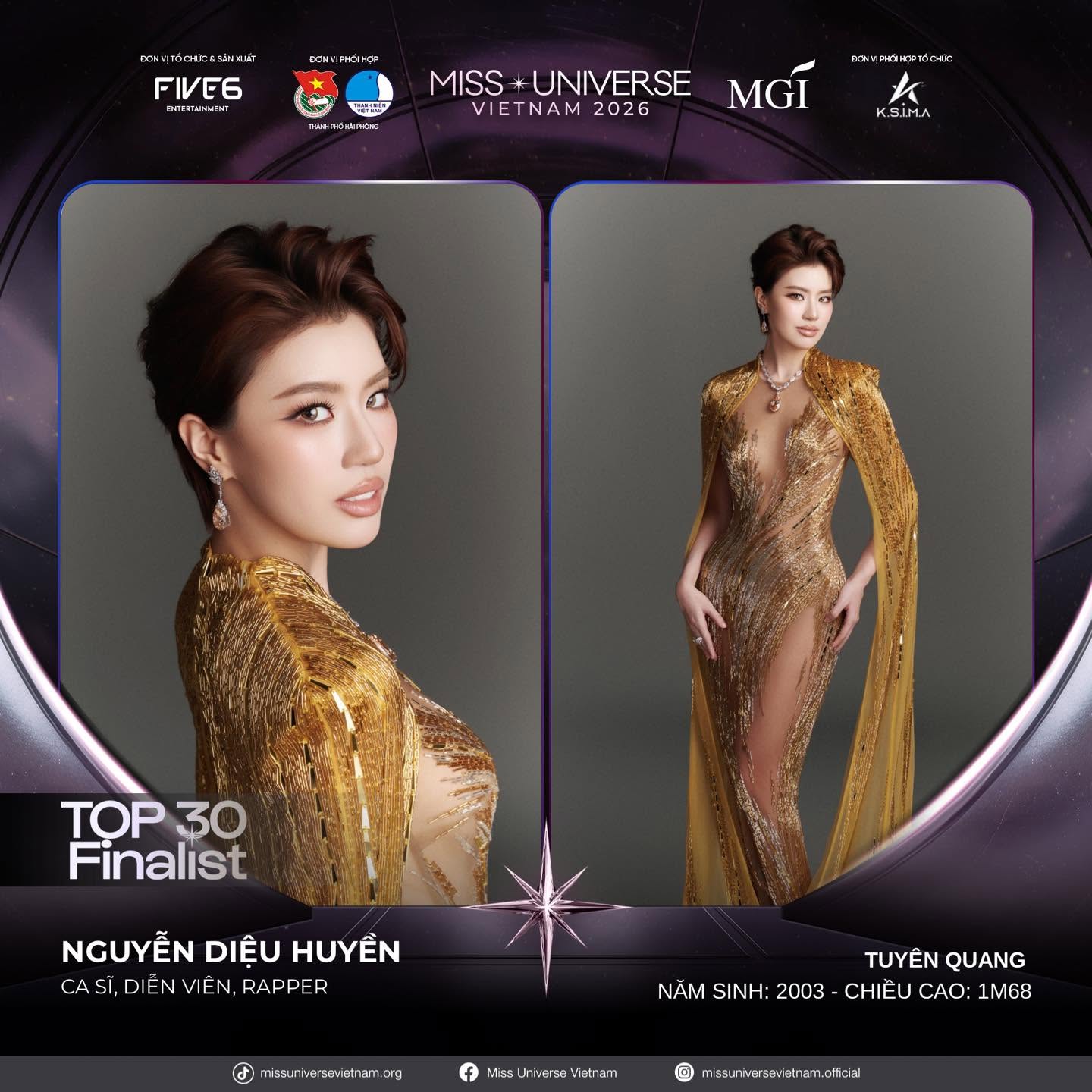 Rapper Pháo bất ngờ tái xuất đấu trường nhan sắc, chính thức ghi tên vào Top 30 Miss Universe Vietnam 2026